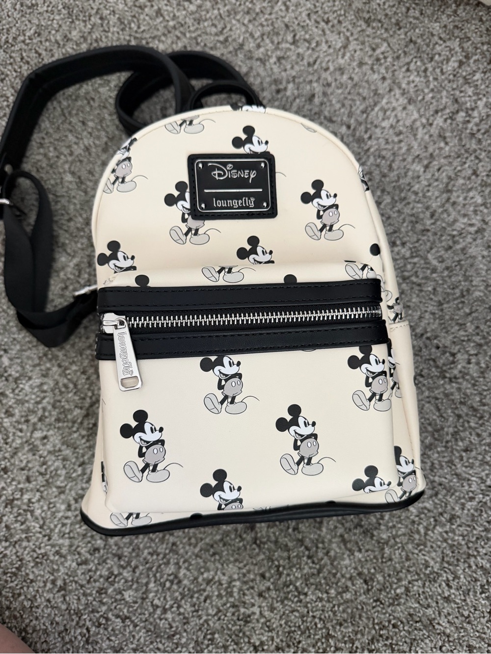 Loungefly Cream & Black Mickey Mouse Kids Mini Backpack
